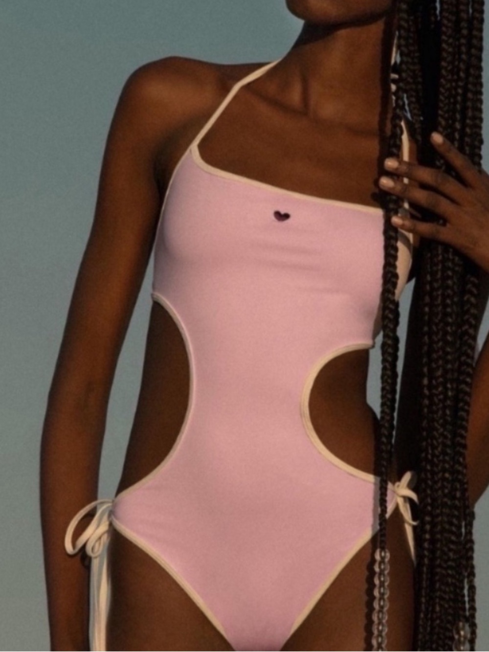 New! Frankie’s Bikinis xVS Amalia Heart Cut Out One Piece Swimsuit 34643